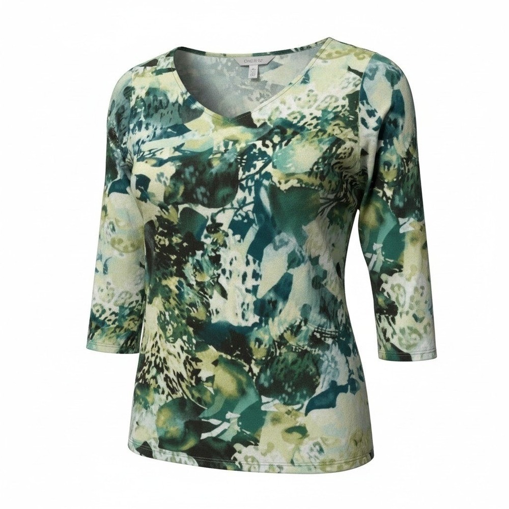 Chico's Women Top Abstract Floral Print Rayon Spandex Casual Size 1‎ M - Picture 8 of 8